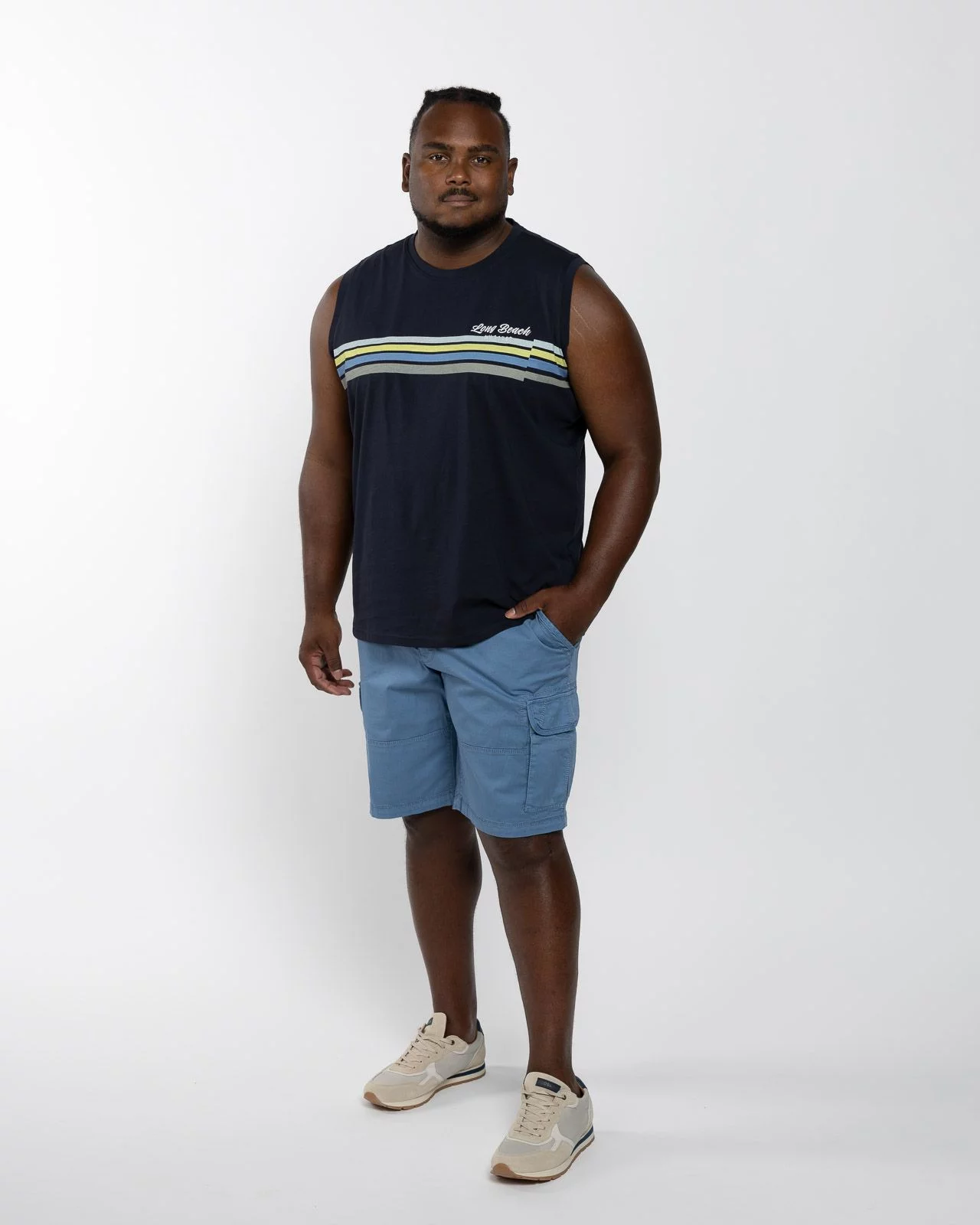 Short cargo grande taille bleu