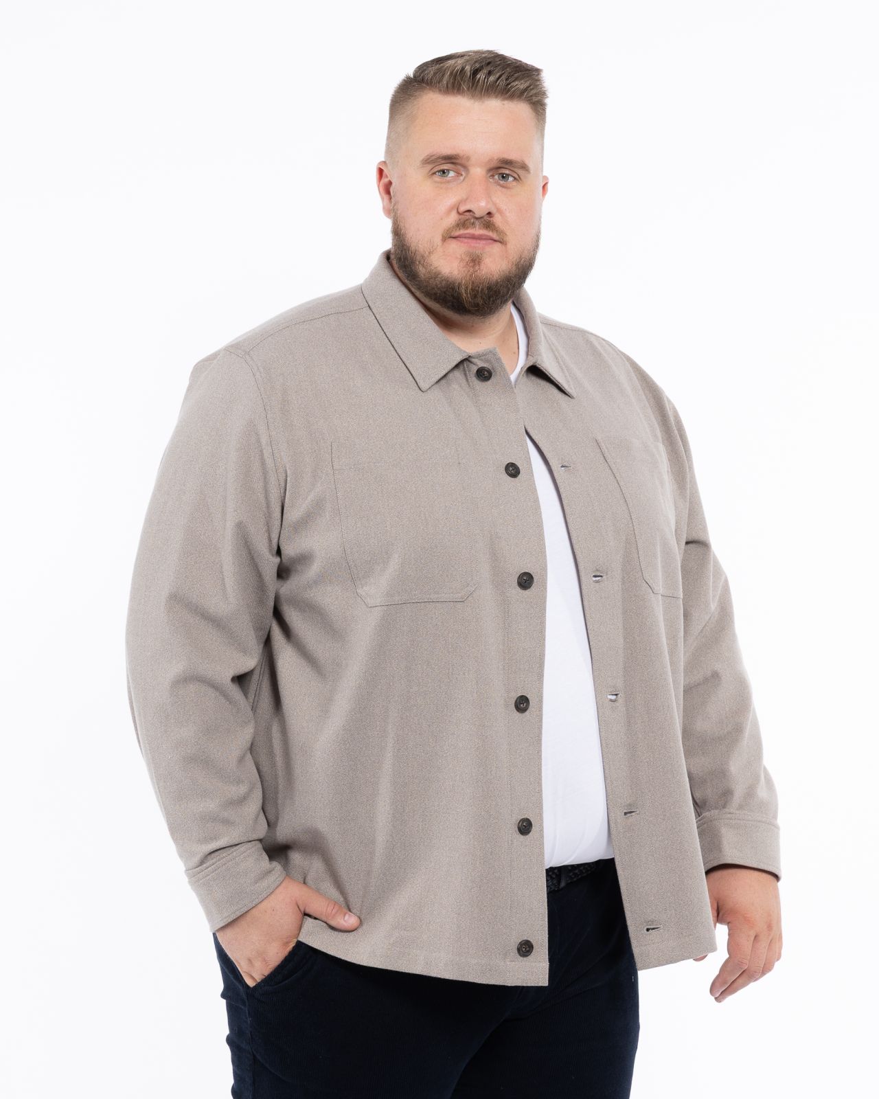 Surchemise en flanelle grande taille beige
