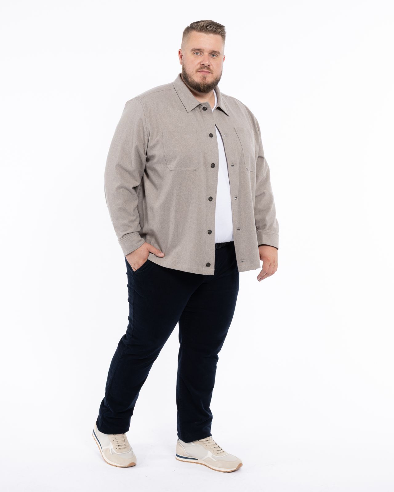 Surchemise en flanelle grande taille beige