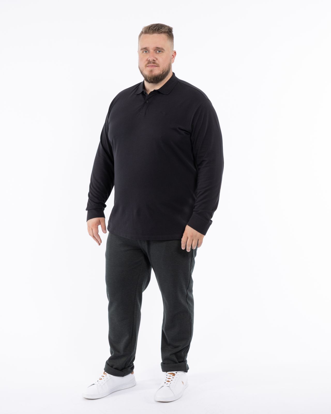 Polo manches longues grande taille noir