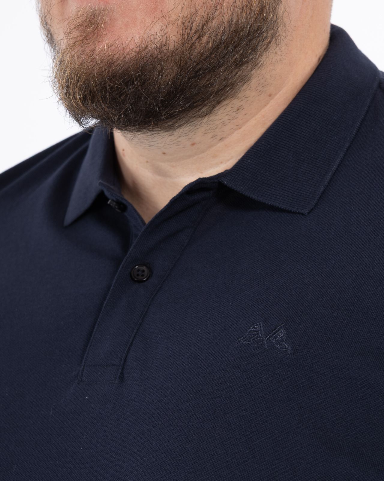 Polo manches longues grande taille bleu marine