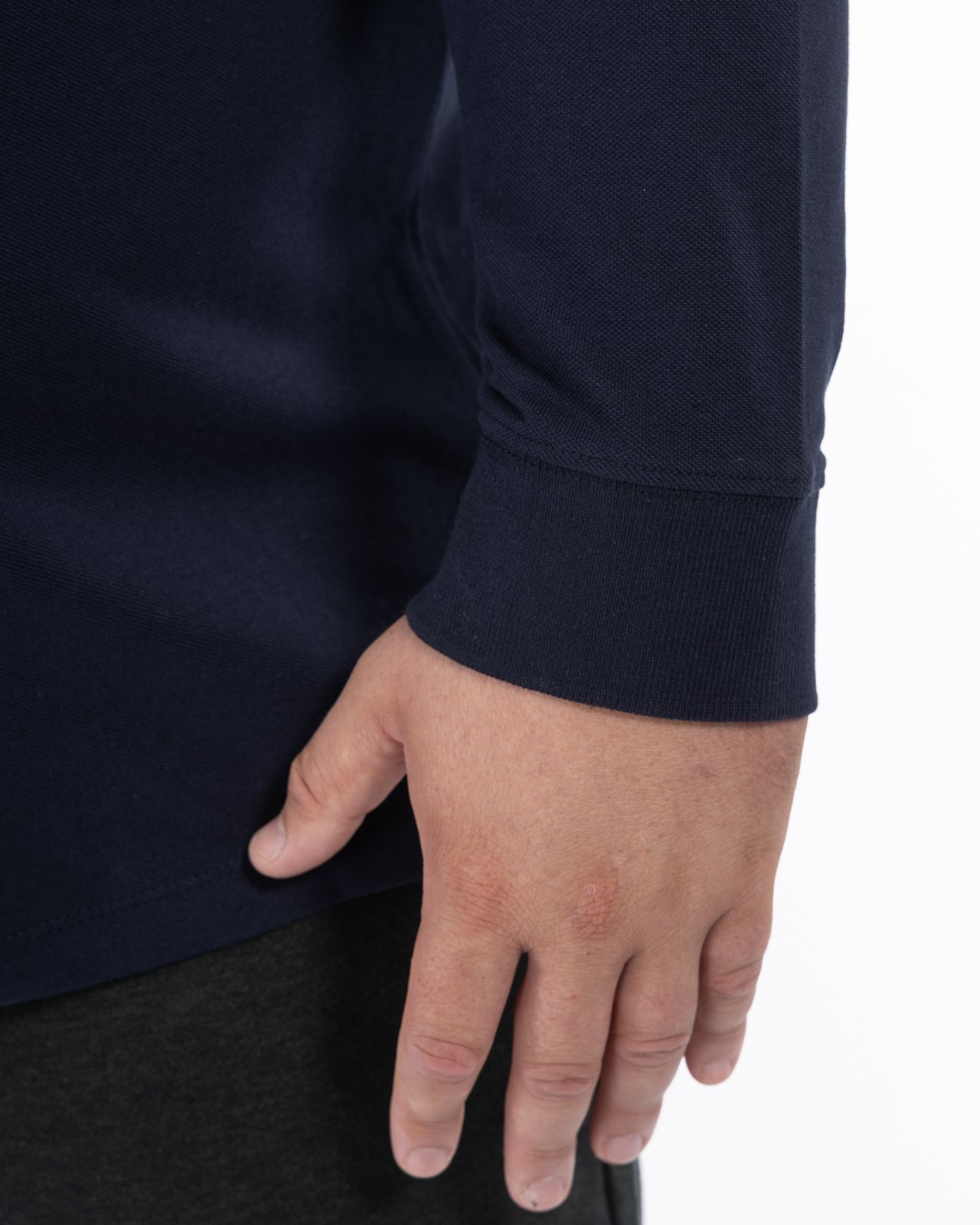 Polo manches longues grande taille bleu marine