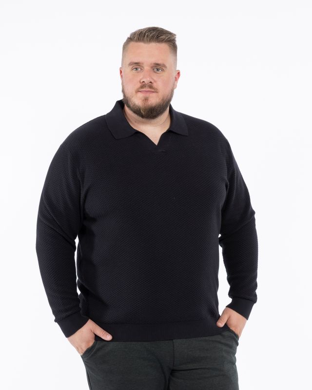 Pull col polo grande taille noir