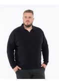 Pull col polo grande taille noir