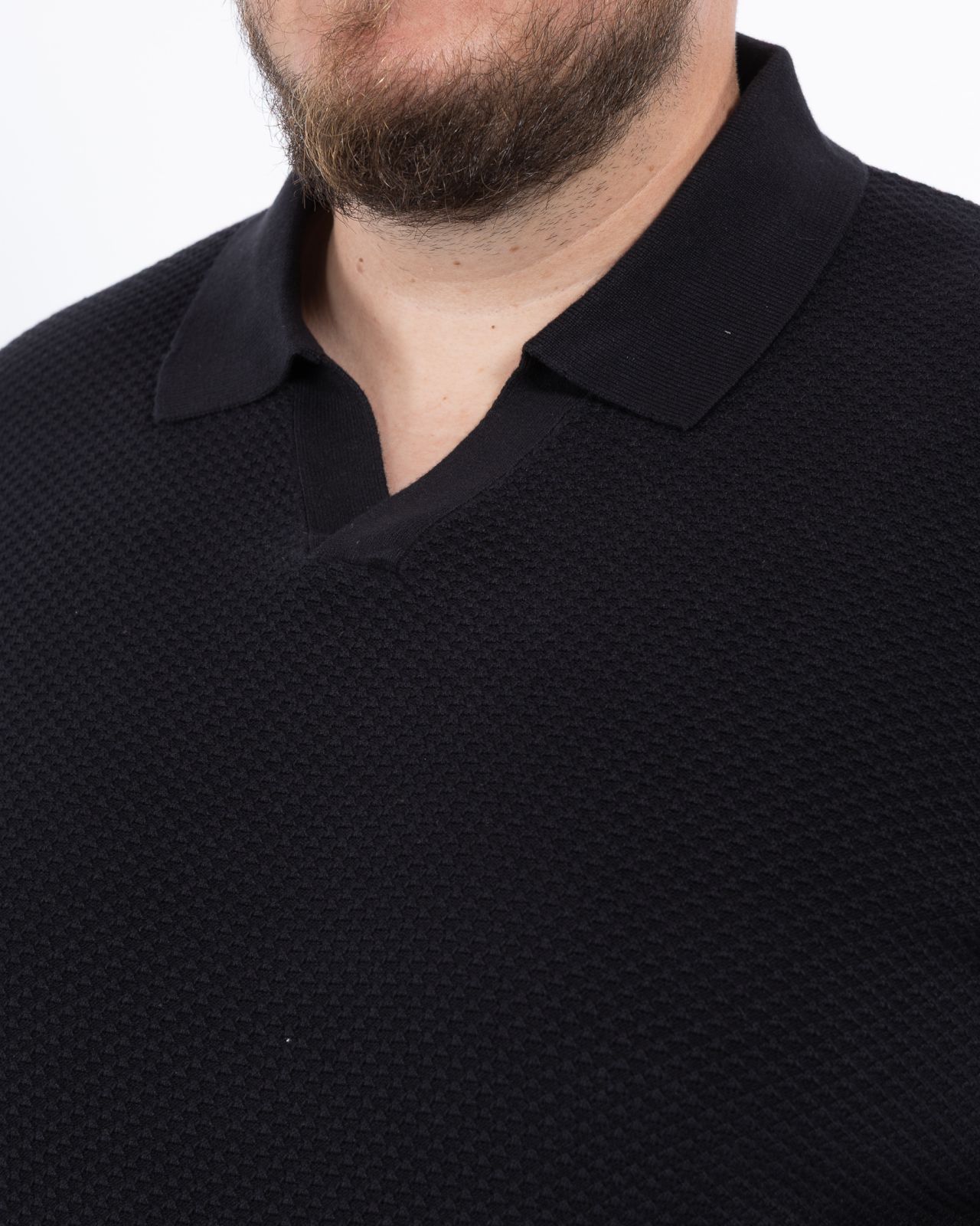 Pull col polo grande taille noir