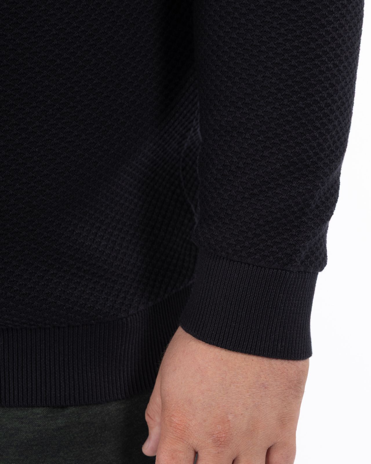 Pull col polo grande taille noir