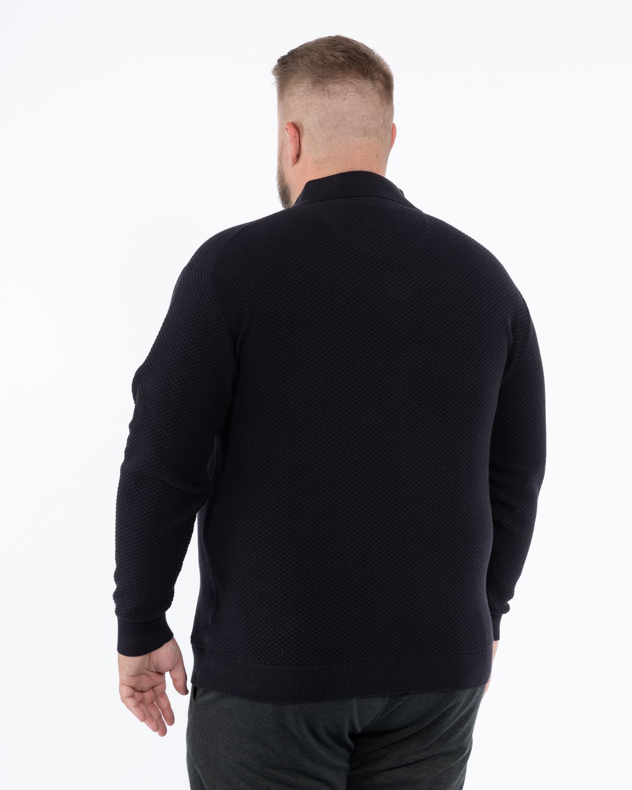 Pull col polo grande taille noir