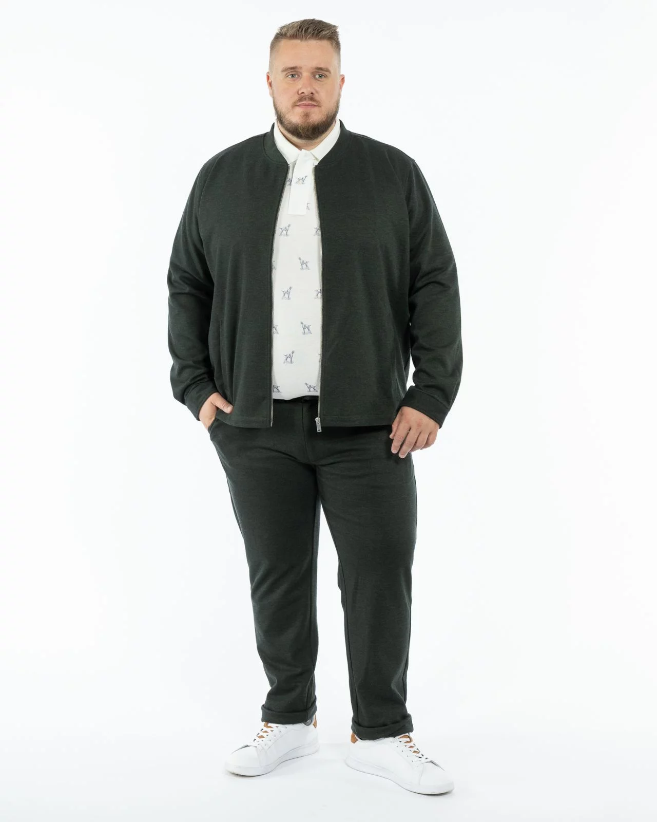 Blouson grande taille vert foncé