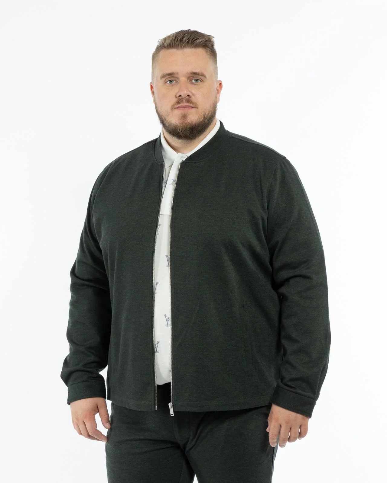 Blouson grande taille vert foncé