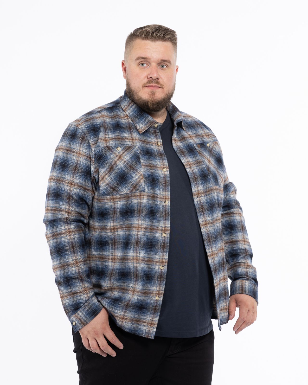 Surchemise en flanelle grande taille bleu marine