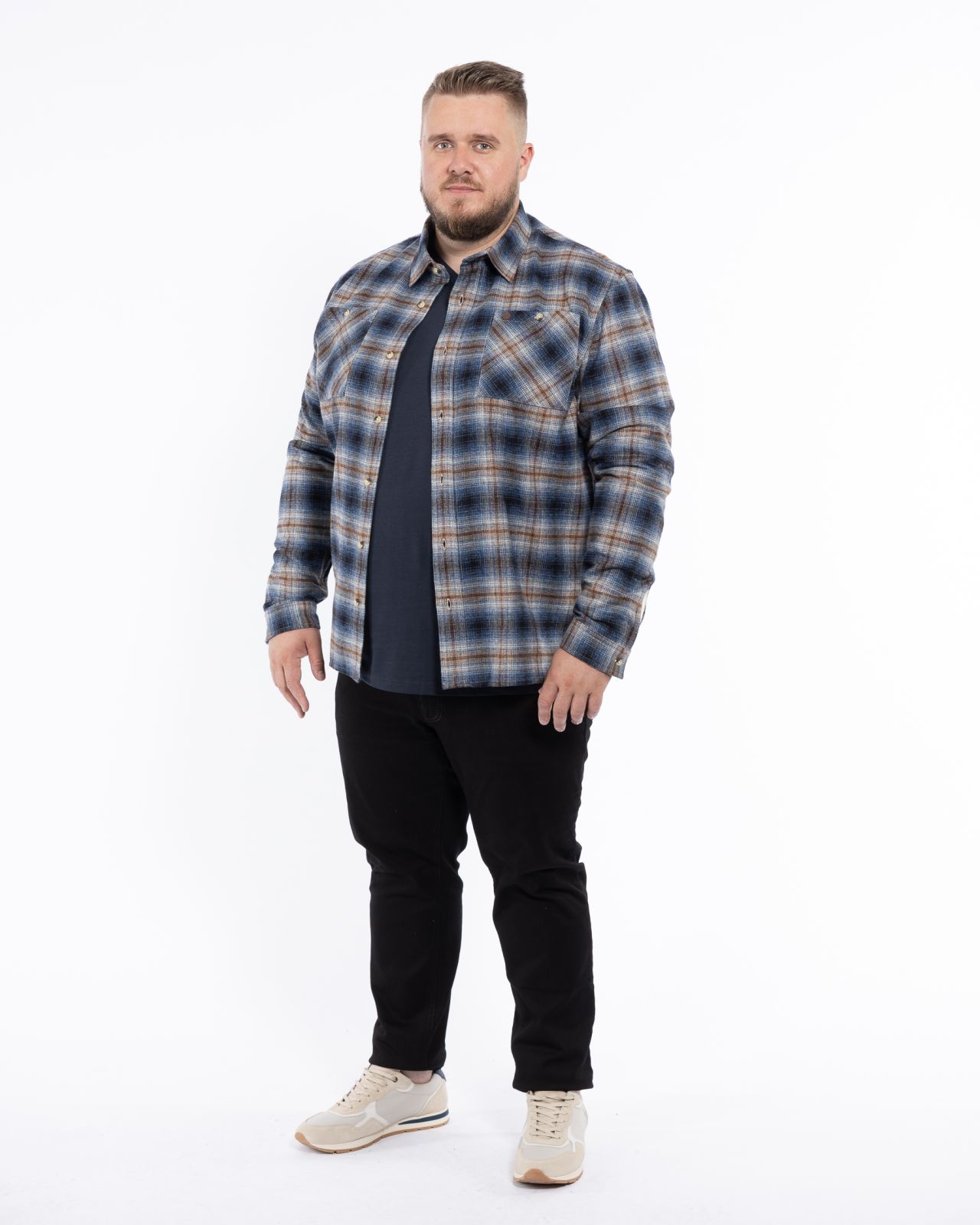 Surchemise en flanelle grande taille bleu marine