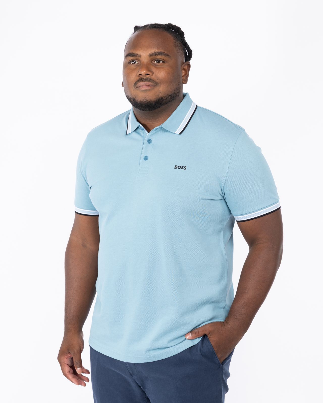 Polo piqué grande taille bleu