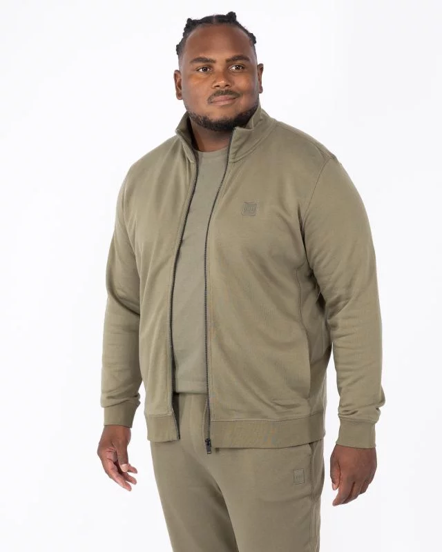 Haut de survêtement zippé grande taille vert kaki