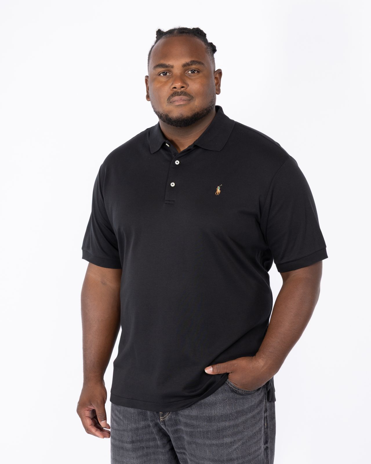 Polo interlock grande taille noir