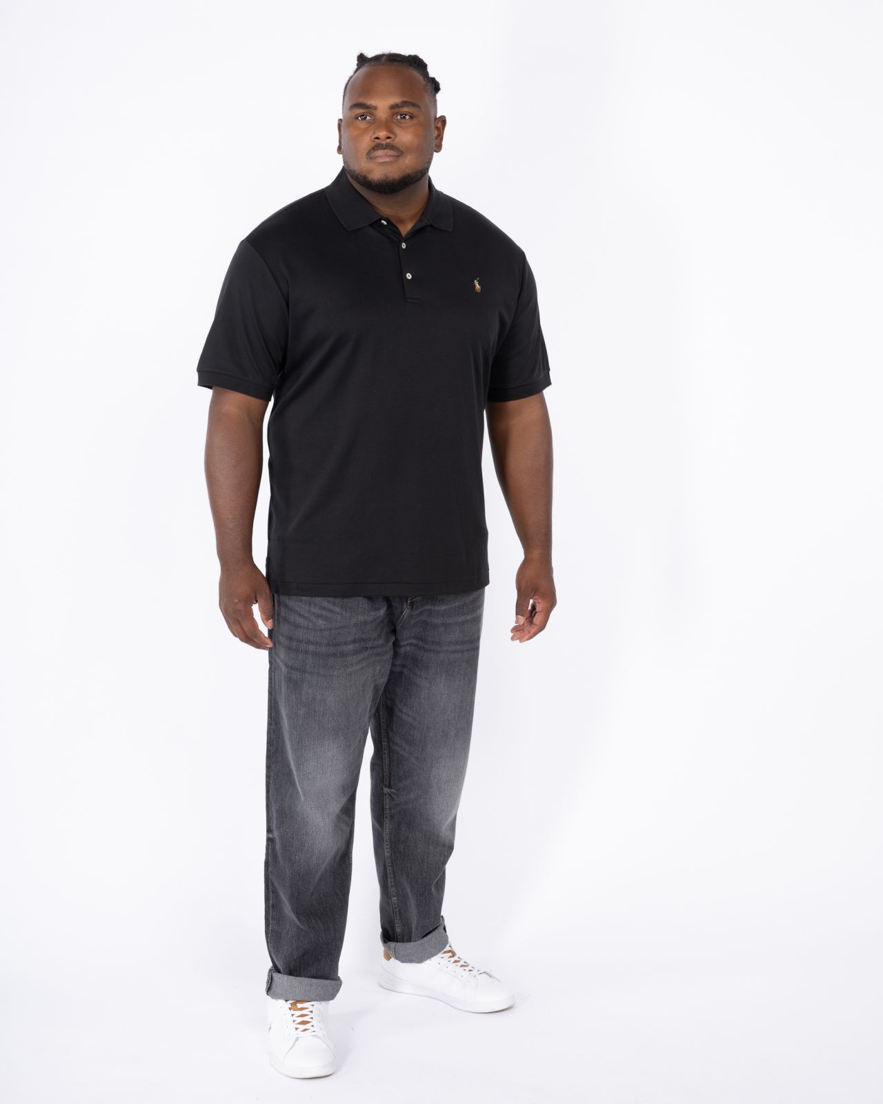 Polo interlock grande taille noir