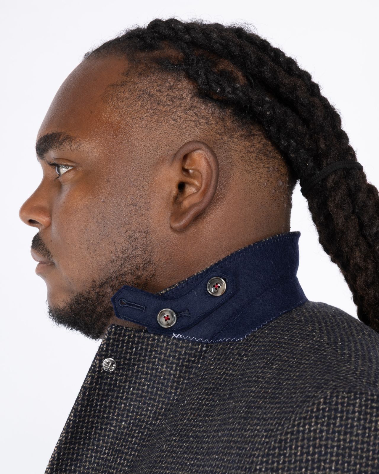 Veste aspect tweed grande taille bleu marine