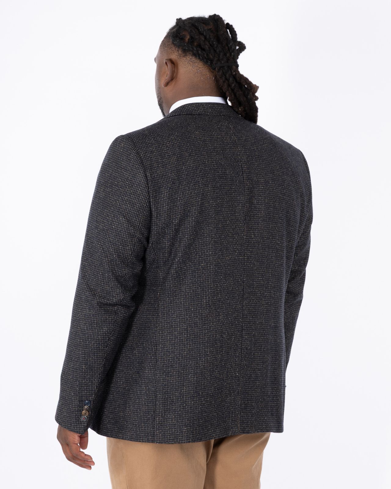 Veste aspect tweed grande taille bleu marine