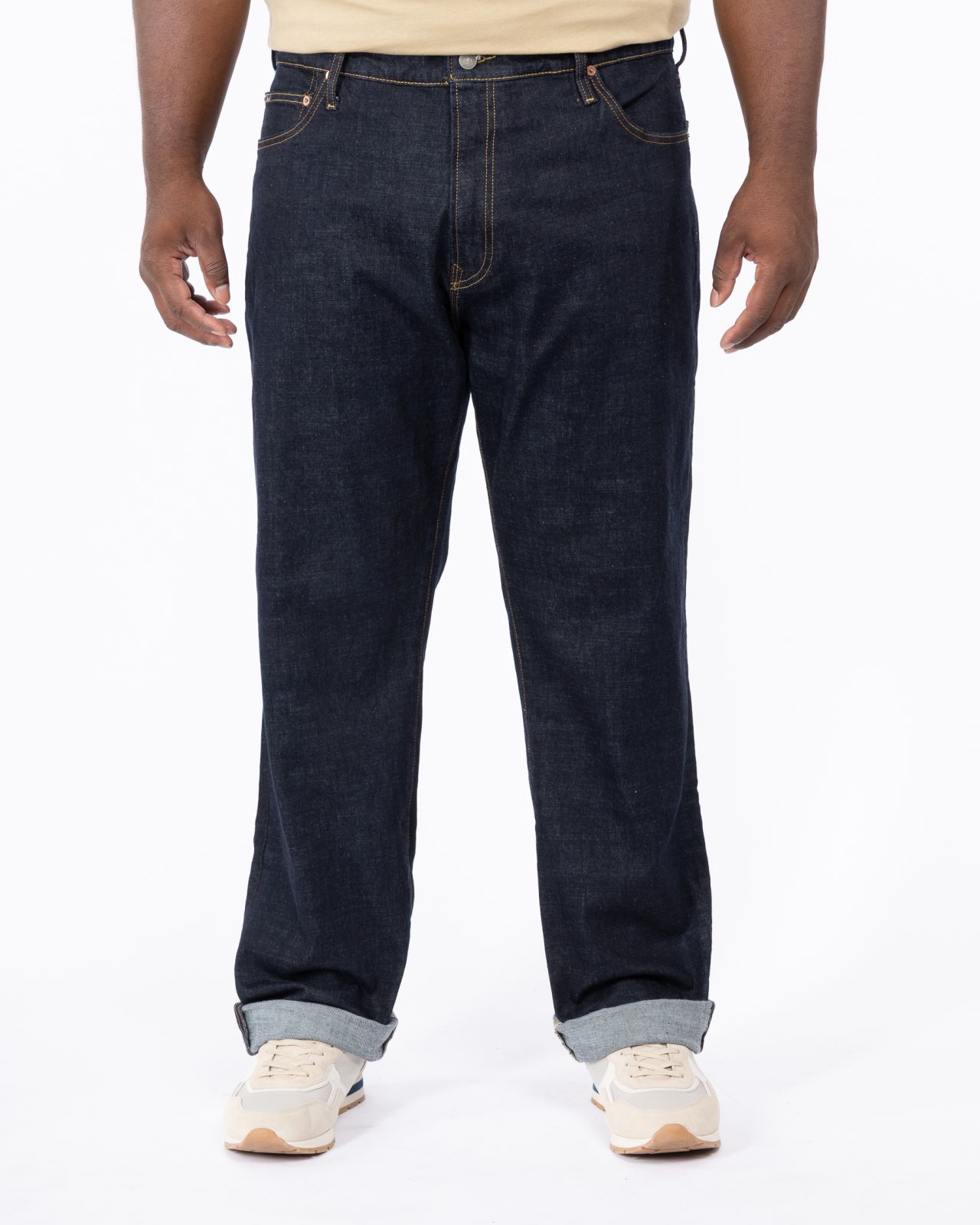 Jeans délavé stretch grande taille bleu marine