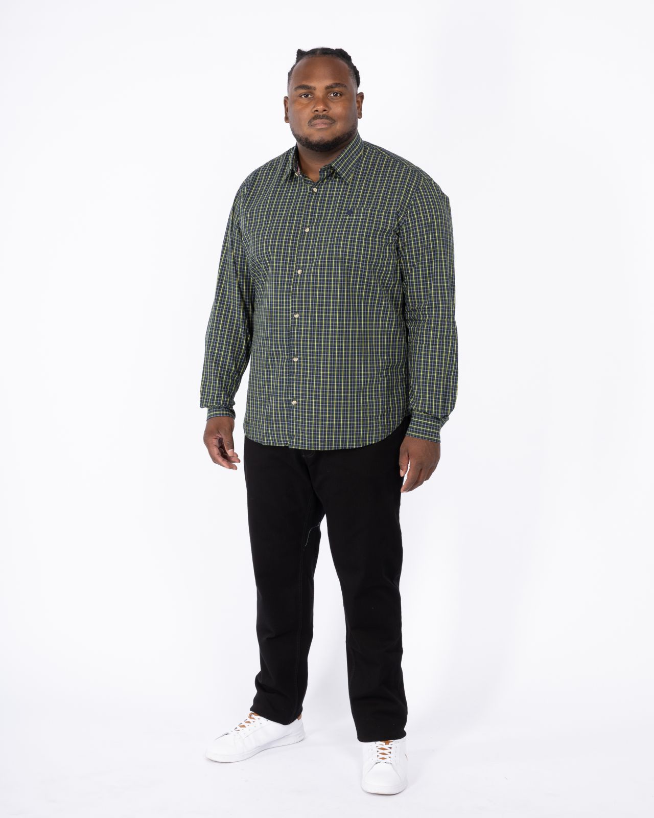 Chemise à carreaux grande taille verte