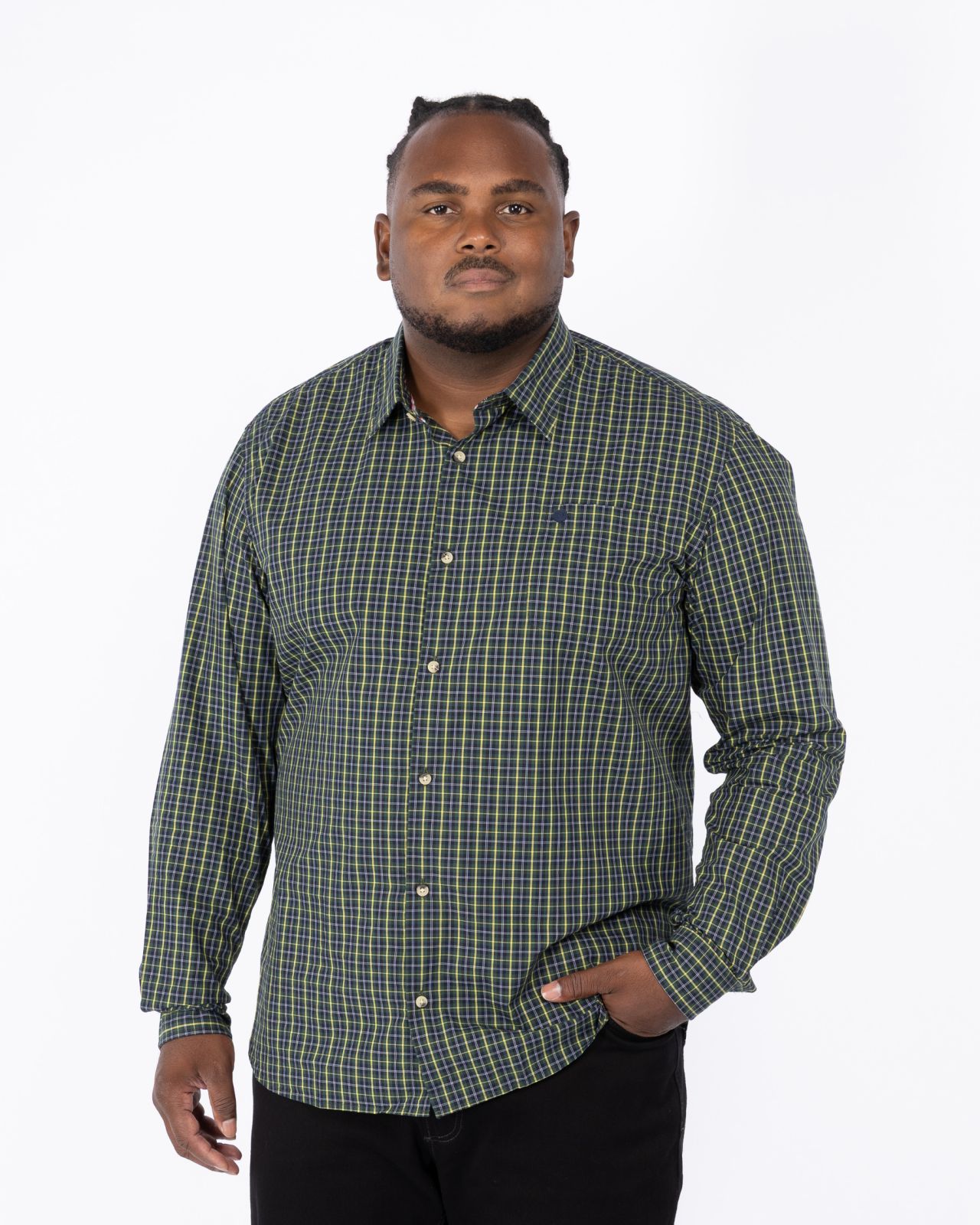 Chemise à carreaux grande taille verte