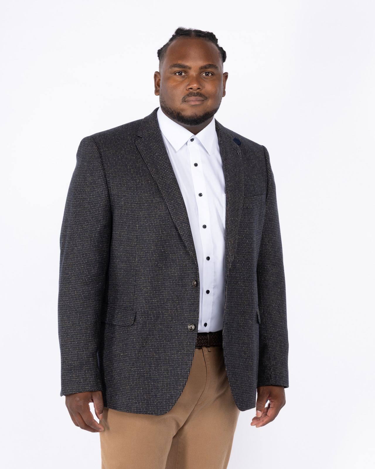 Veste aspect tweed grande taille bleu marine