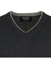 Pull col V cachemire anthracite pour Homme Grand : manches extra-longues