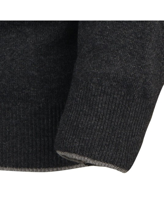 Pull col V cachemire anthracite pour Homme Grand : manches extra-longues