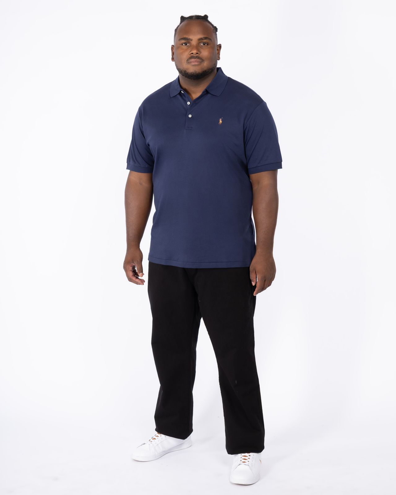 Polo interlock grande taille bleu marine