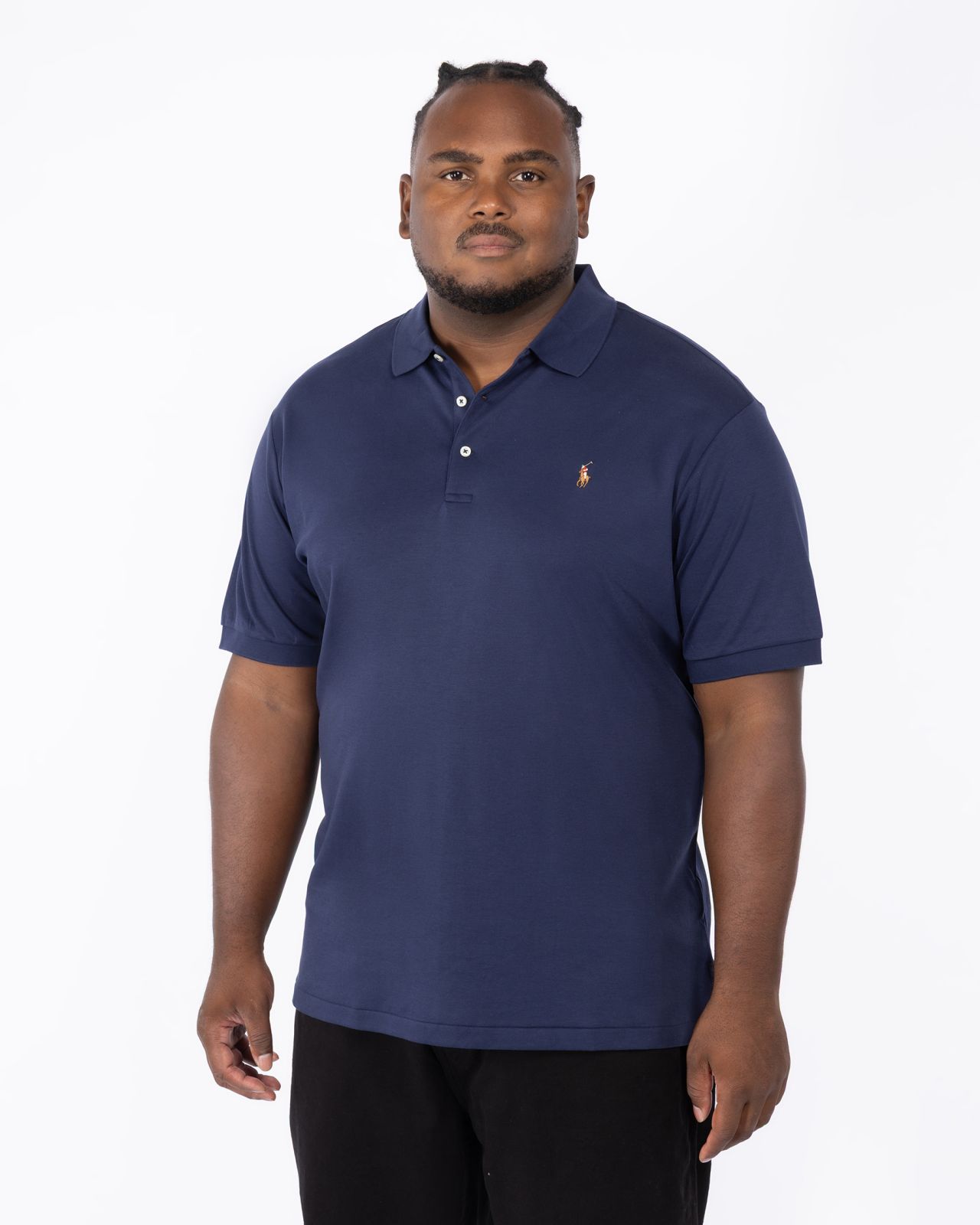 Polo interlock grande taille bleu marine