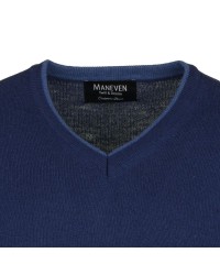 Pull col V cachemire bleu ciel pour Homme Grand : manches extra-longues