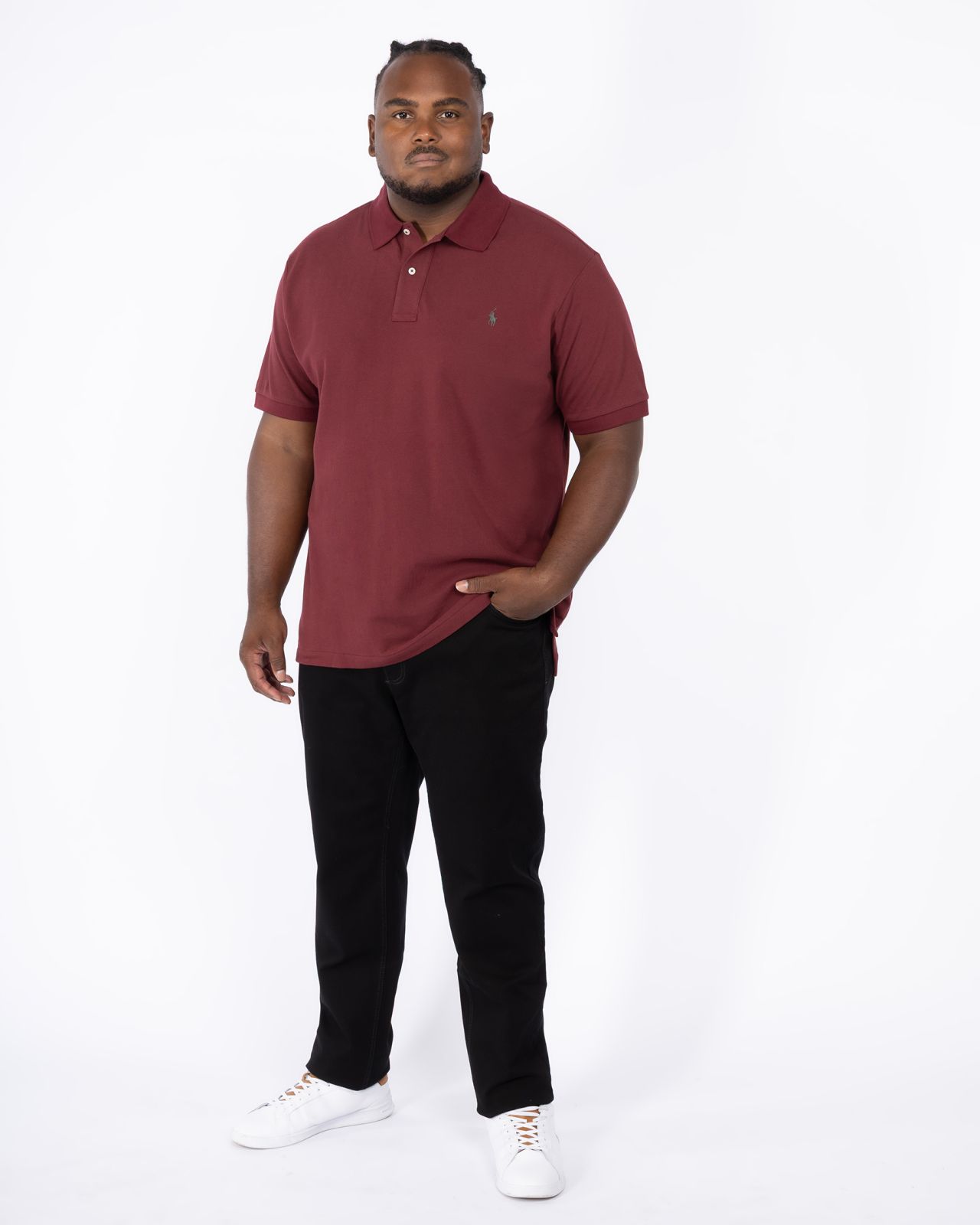 Polo piqué grande taille bordeaux