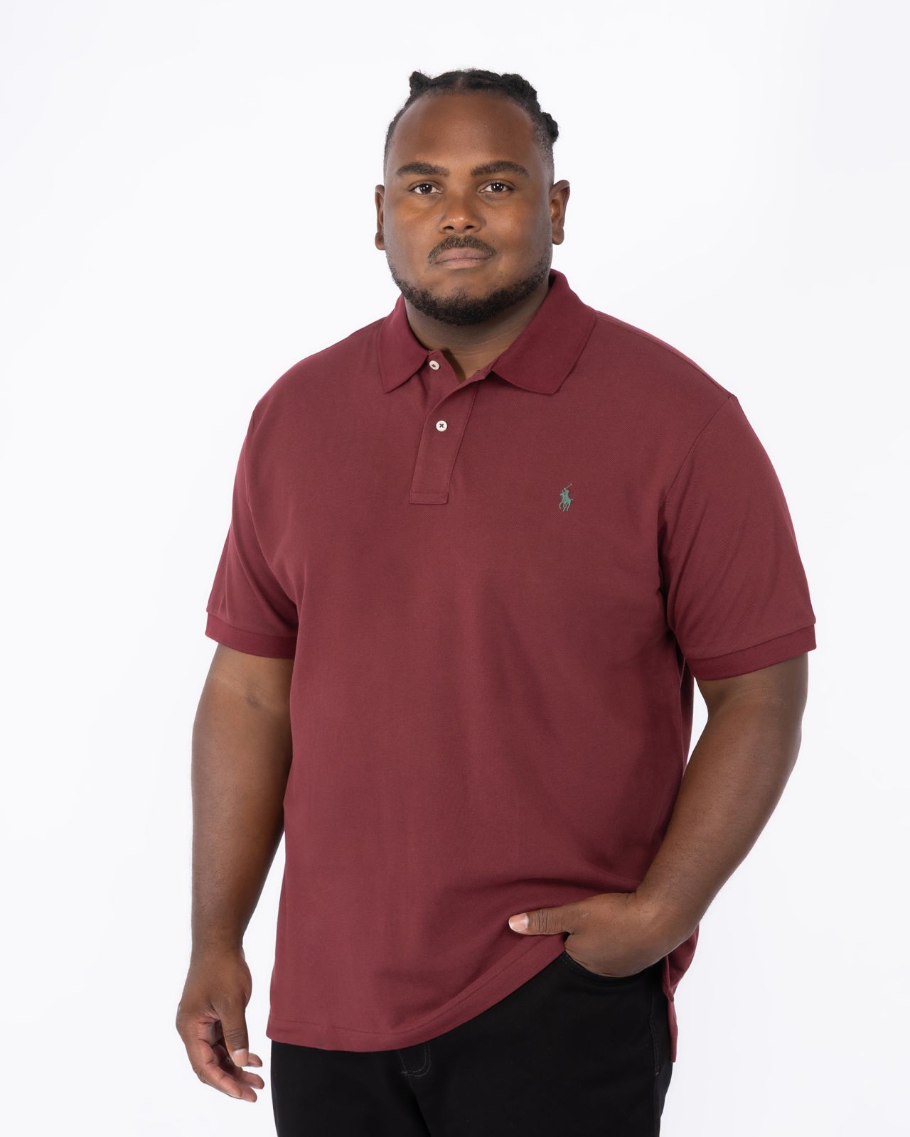 Polo piqué grande taille bordeaux