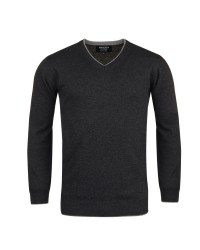 Pull col V cachemire anthracite big and tall : grande taille du XL au 4XL