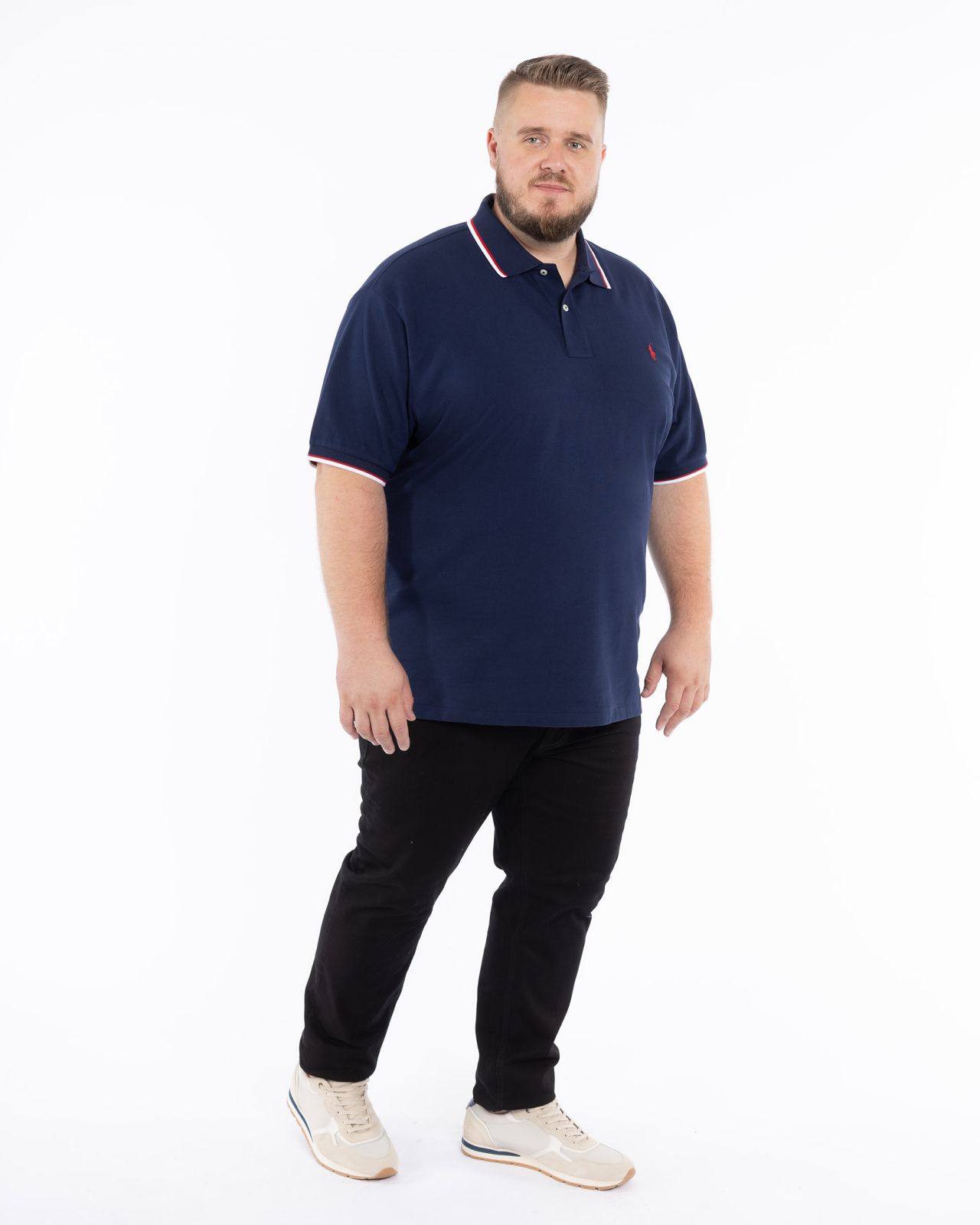 Polo piqué grande taille bleu