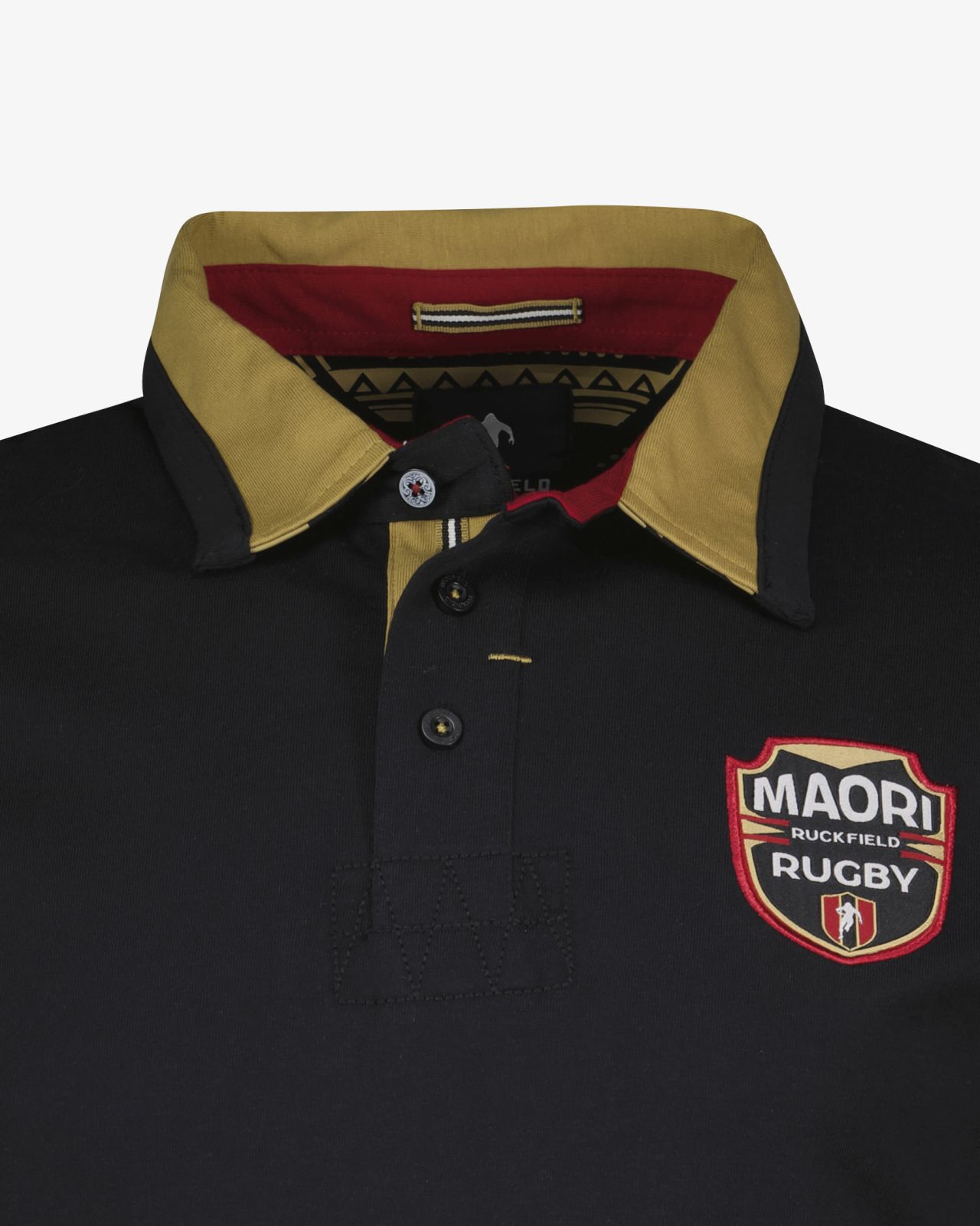 Polo manches longues jersey maori grande taille noir