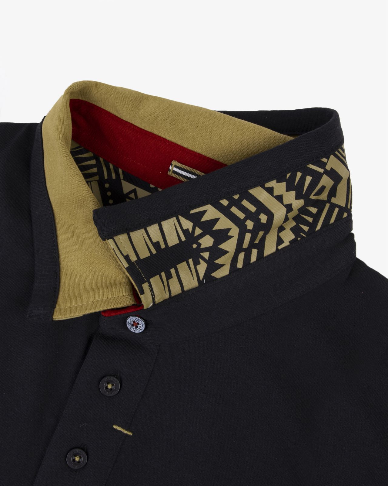 Polo manches longues jersey maori grande taille noir