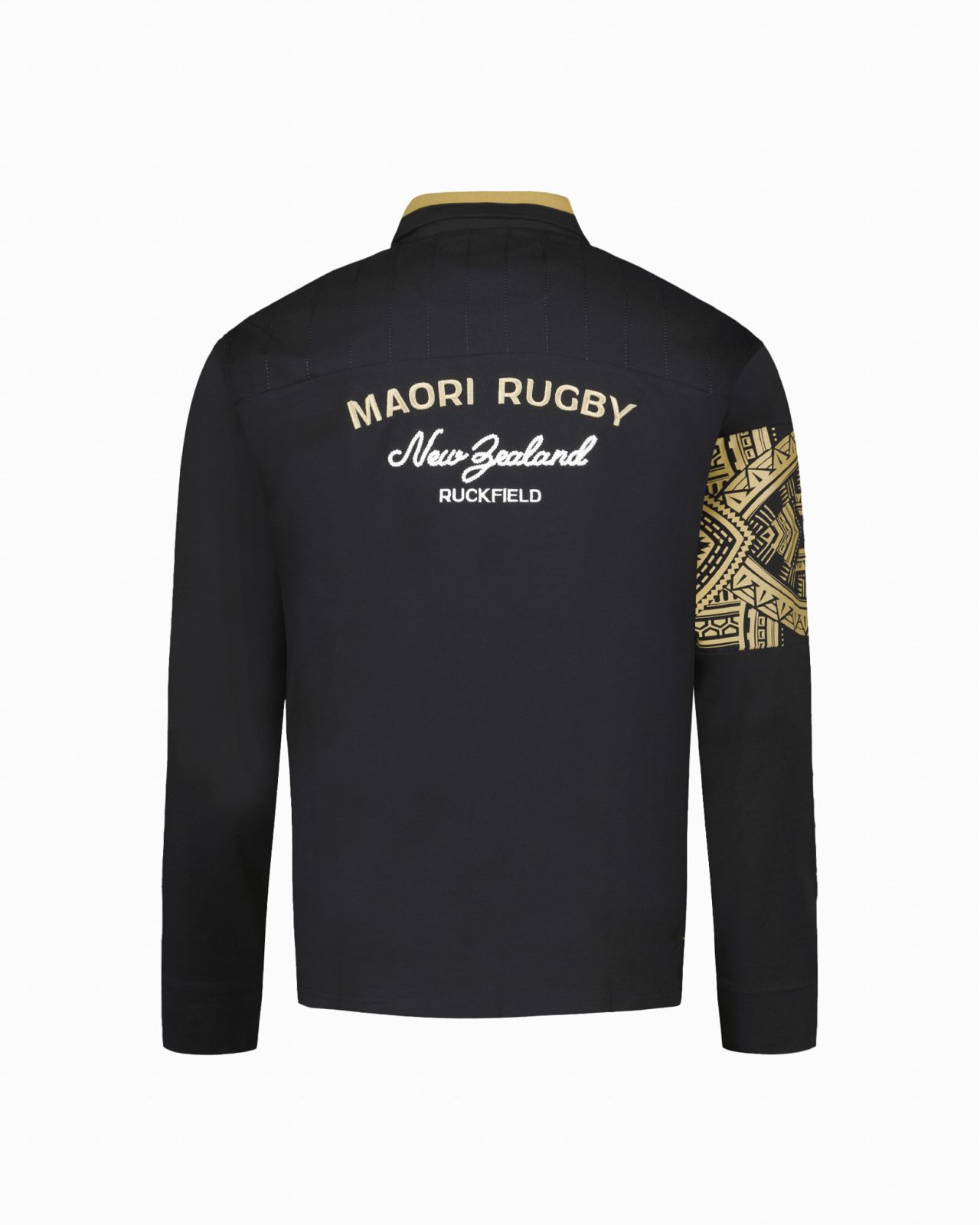 Polo manches longues jersey maori grande taille noir