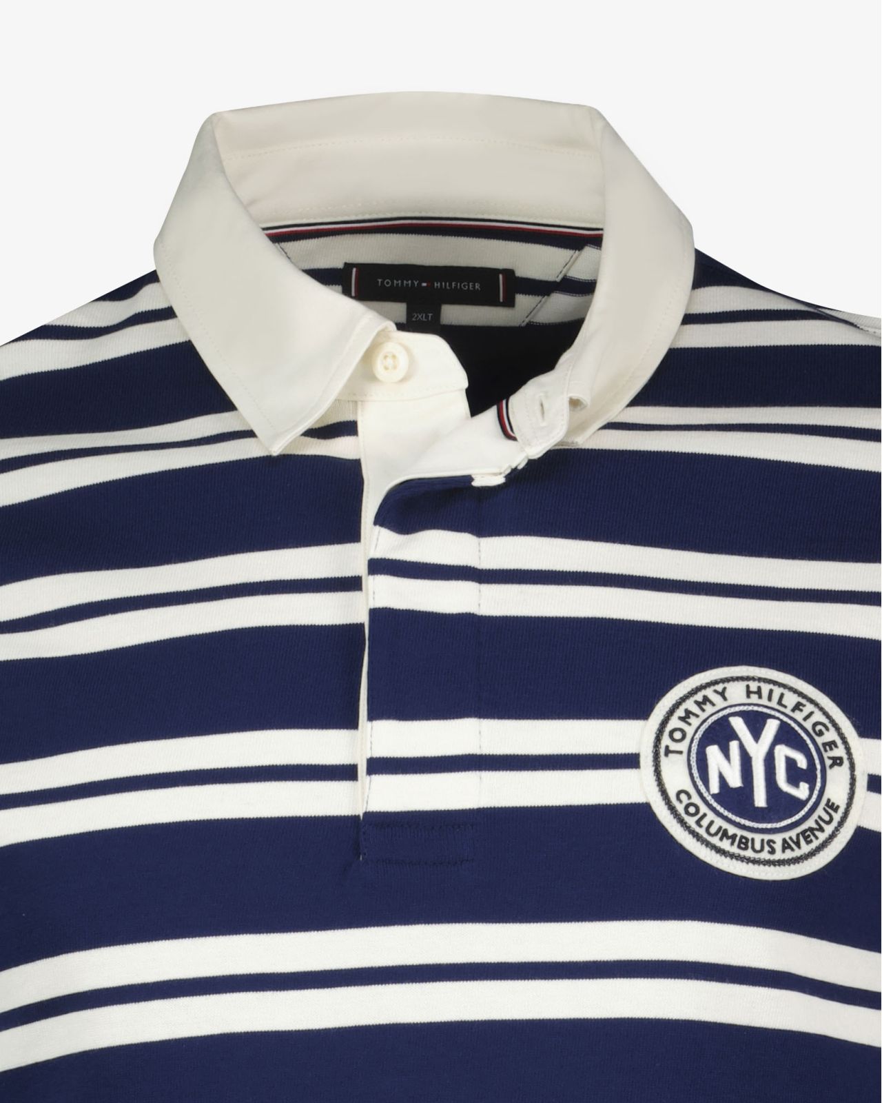 Polo manches longues grande taille rayé bleu marine