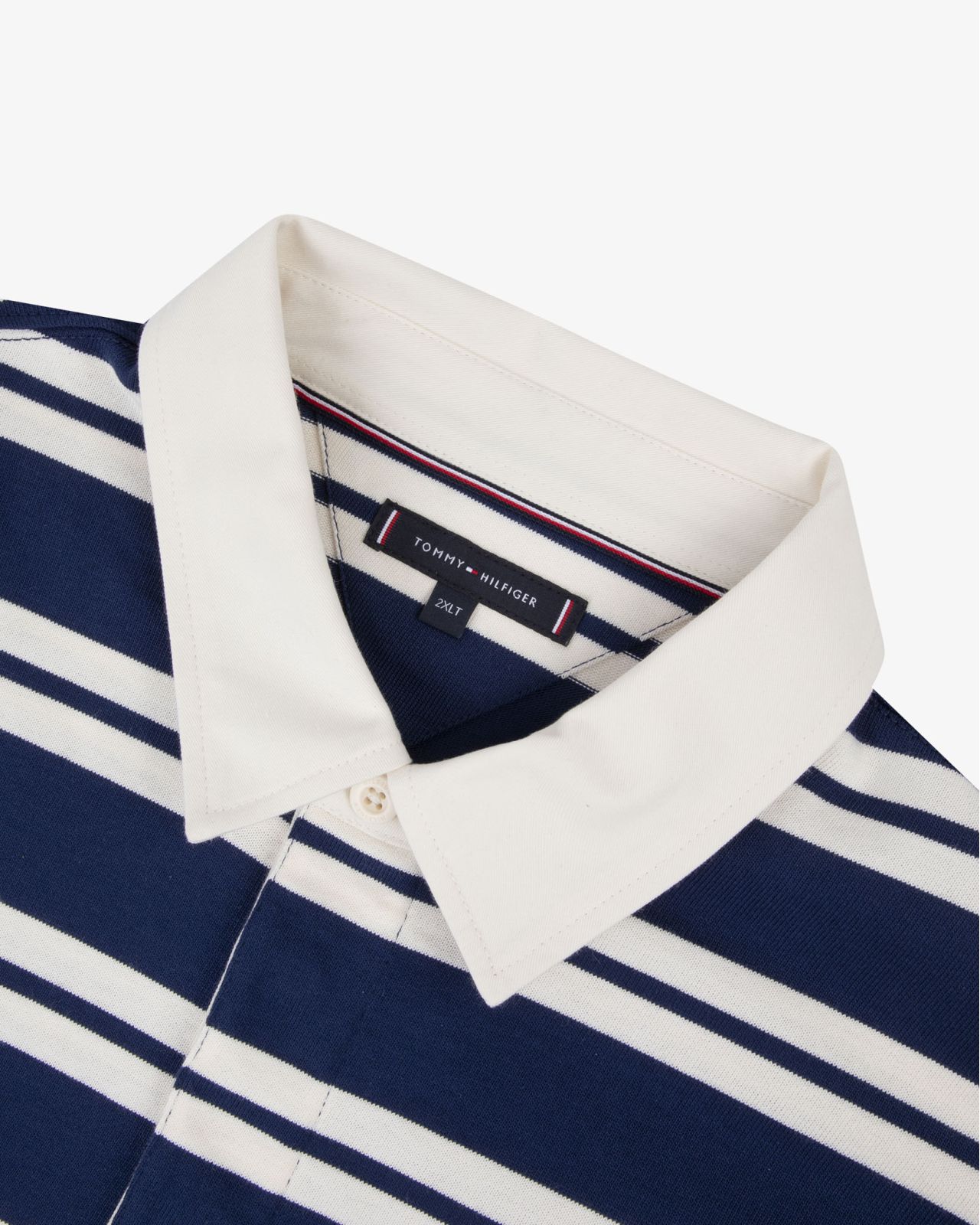 Polo manches longues grande taille rayé bleu marine