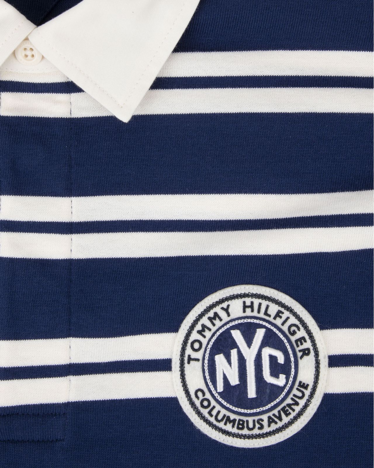 Polo manches longues grande taille rayé bleu marine