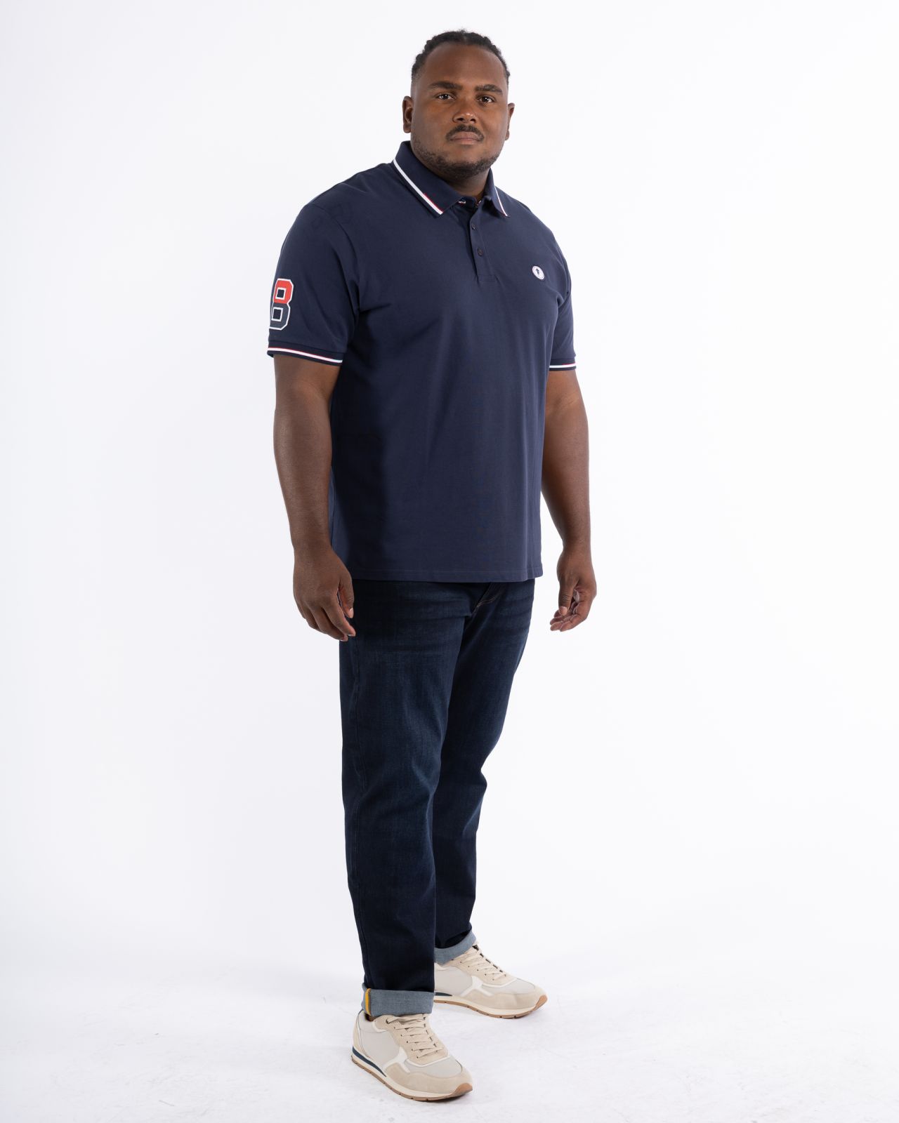 Polo piqué grande taille bleu marine