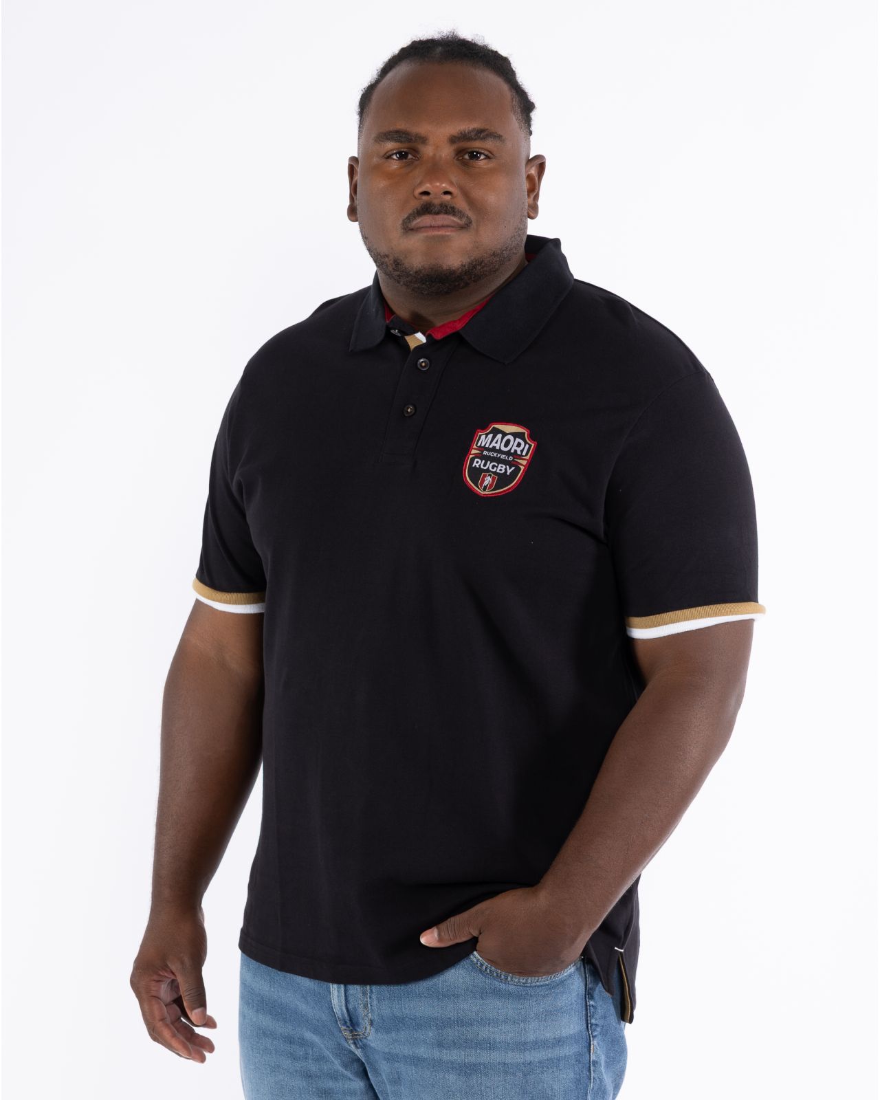 Polo piqué maori grande taille noir