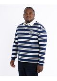 Polo manches longues grande taille rayé bleu marine