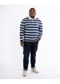 Polo manches longues grande taille rayé bleu marine