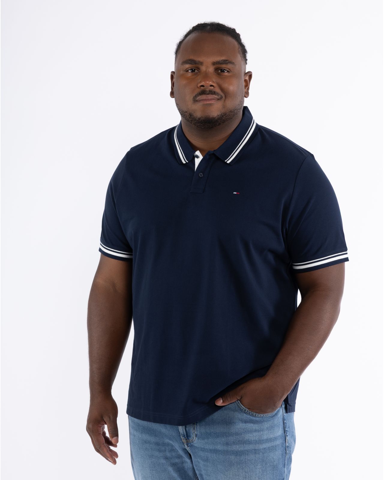 Polo piqué grande taille bleu marine