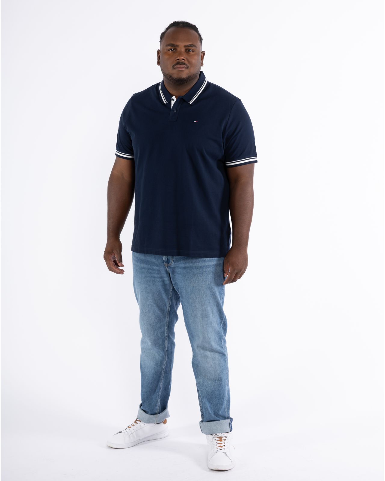 Polo piqué grande taille bleu marine