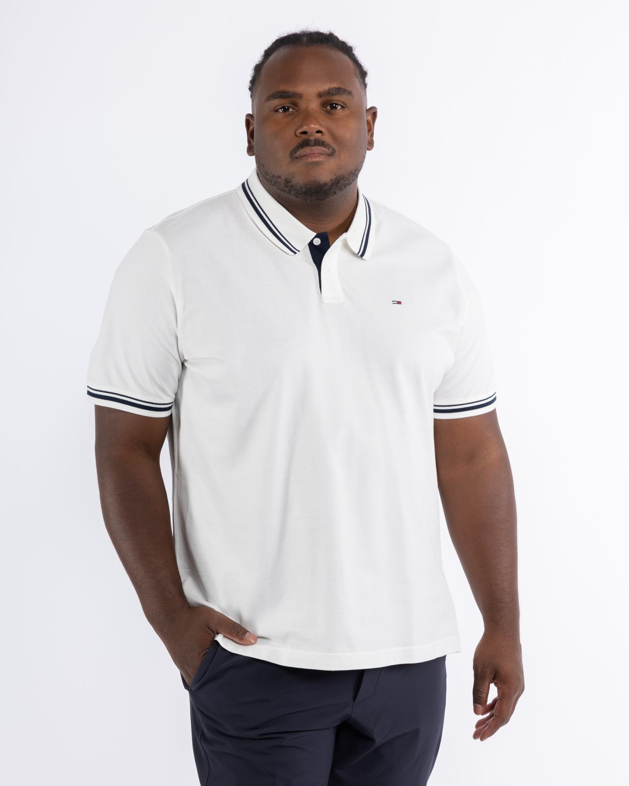 Polo piqué grande taille blanc cassé