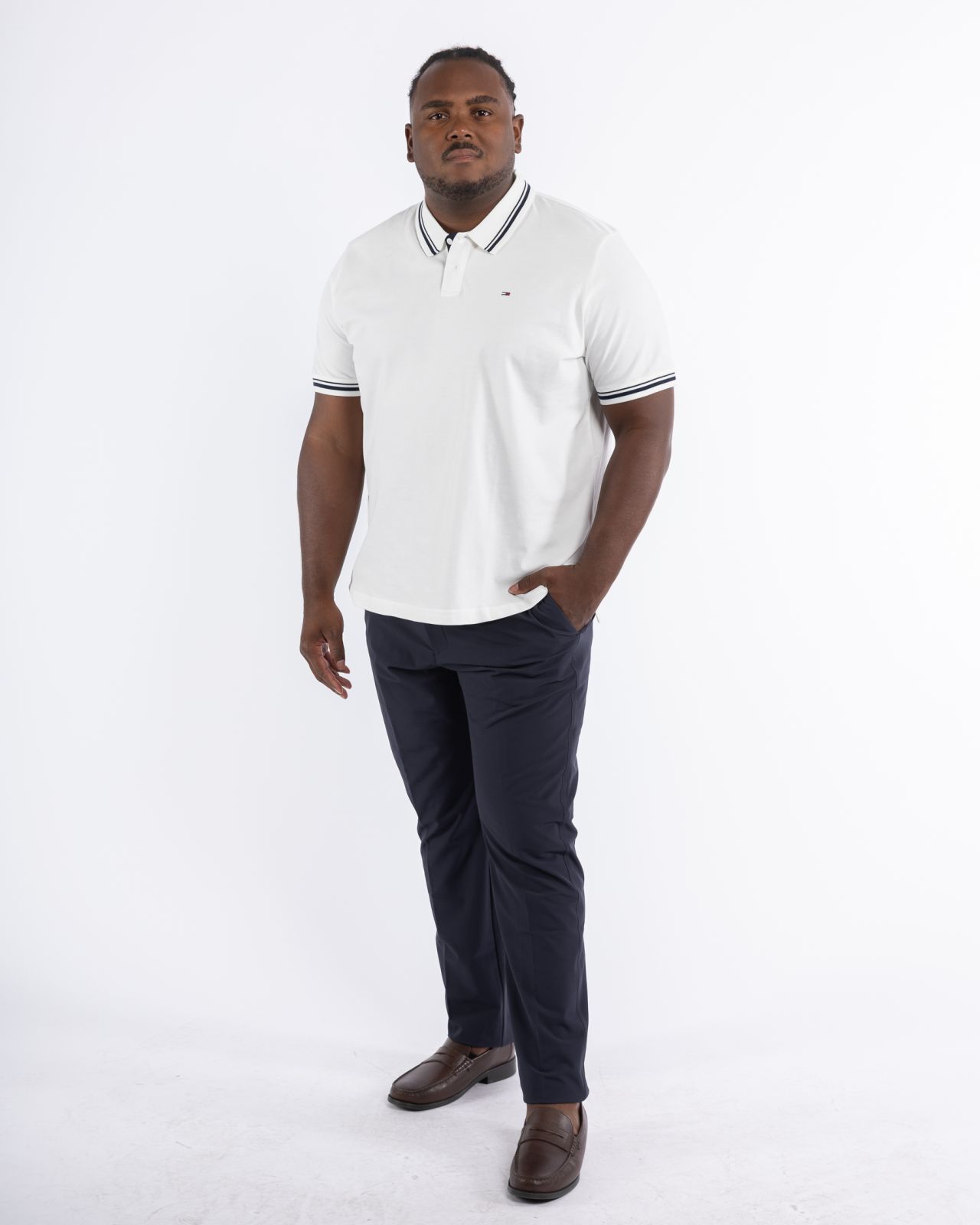 Polo piqué grande taille blanc cassé