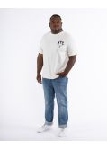 T-shirt col rond grande taille blanc cassé