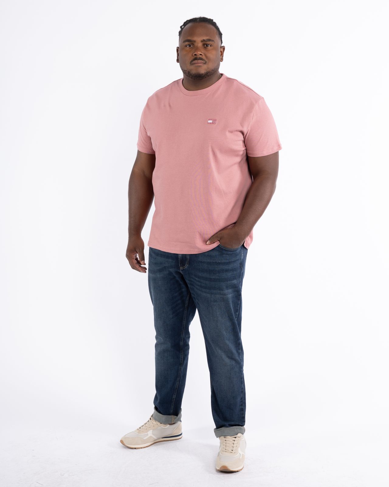 T-shirt col rond grande taille rose